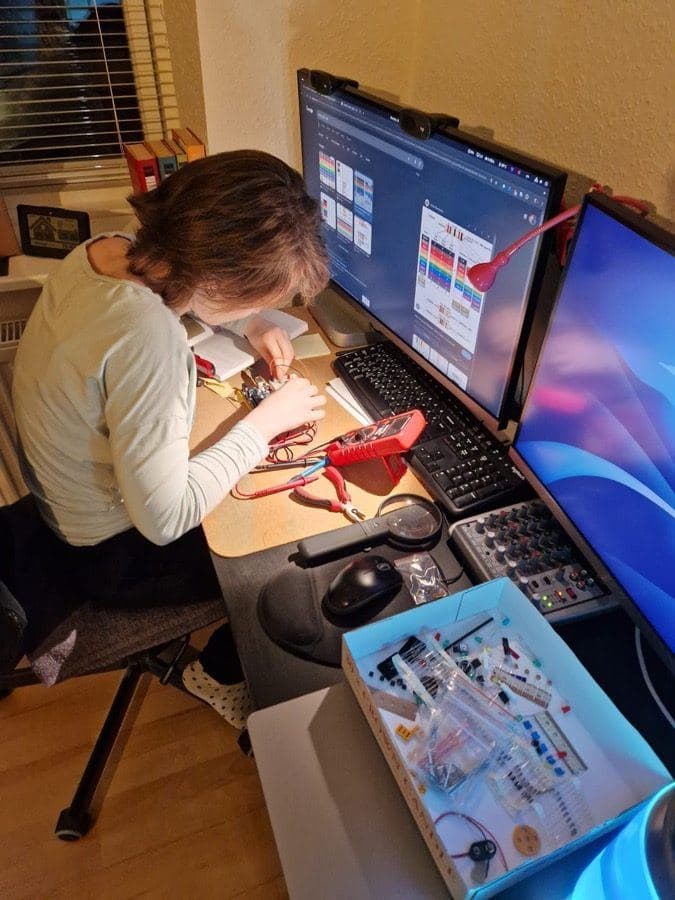 Child working with the Arduino Starter Kit