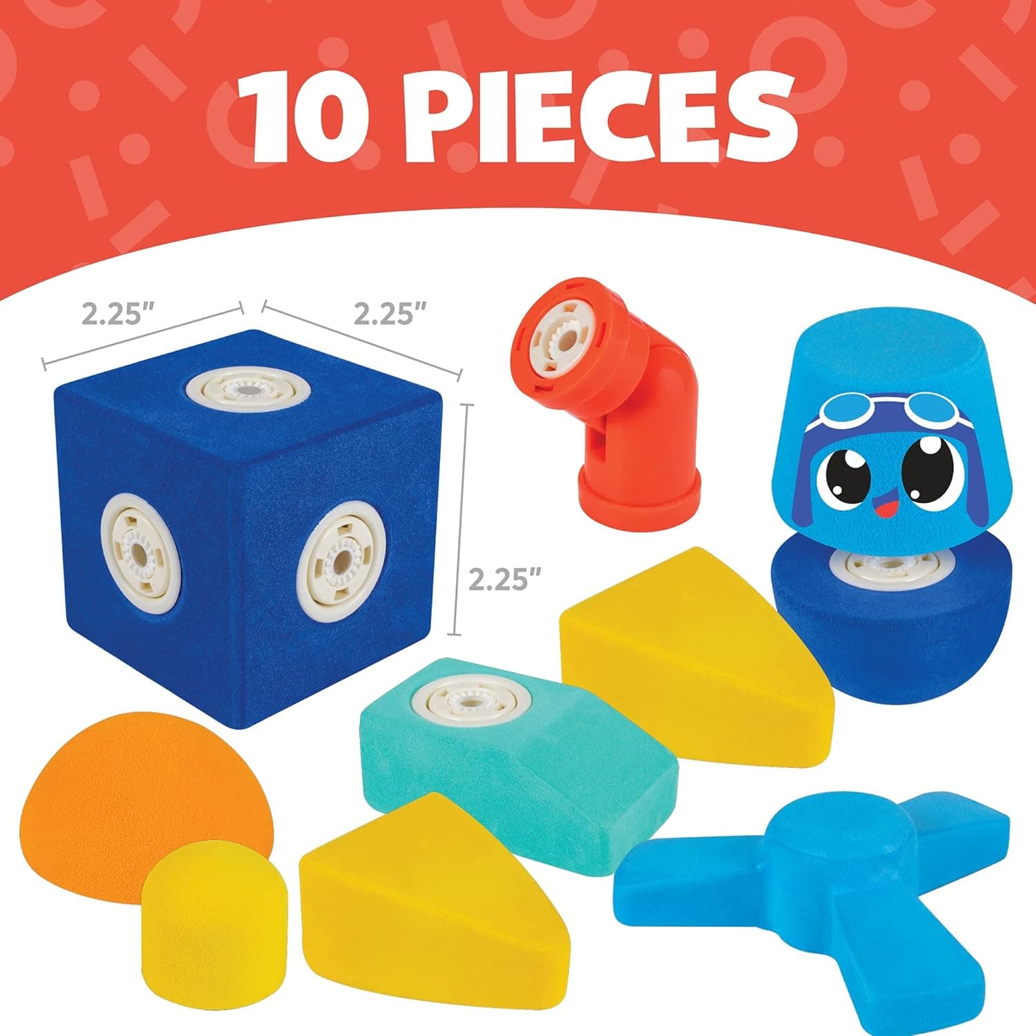 Blockaroo Magnetic Foam Builders Airplane set contents — 10 soft magnetic foam blocks