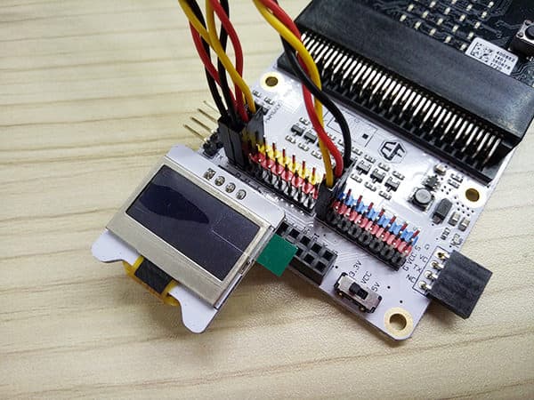 micro:bit connected to the Octopus:bit expansion board with sensors attached