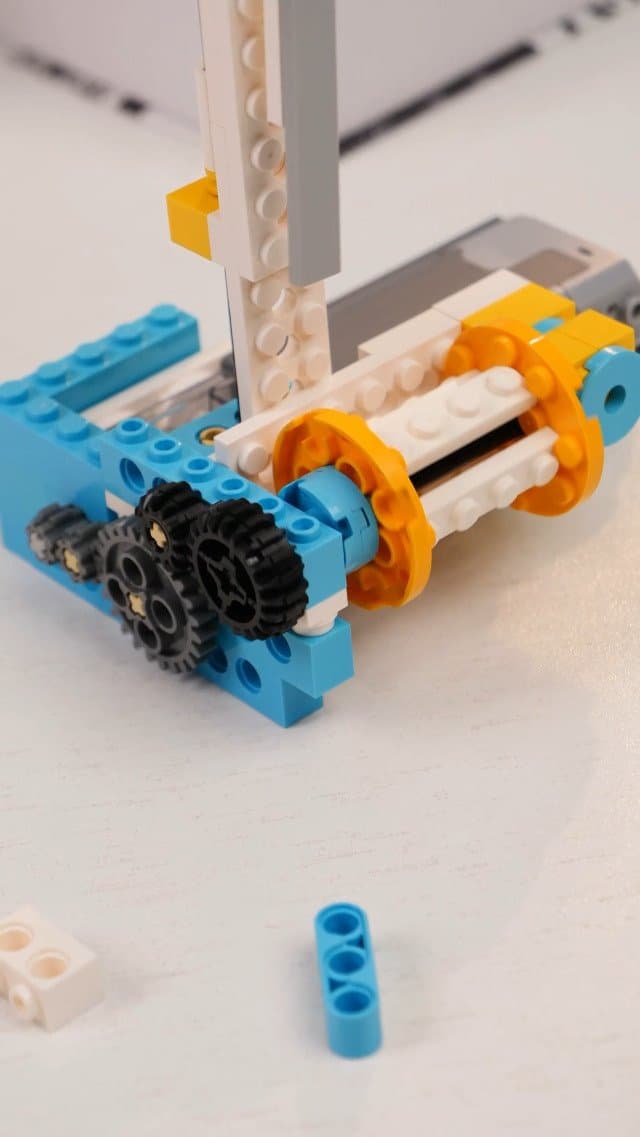 Close-up detail of a completed robot build