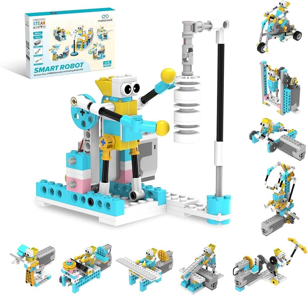 Makerzoid Smart Robot kit contents laid out