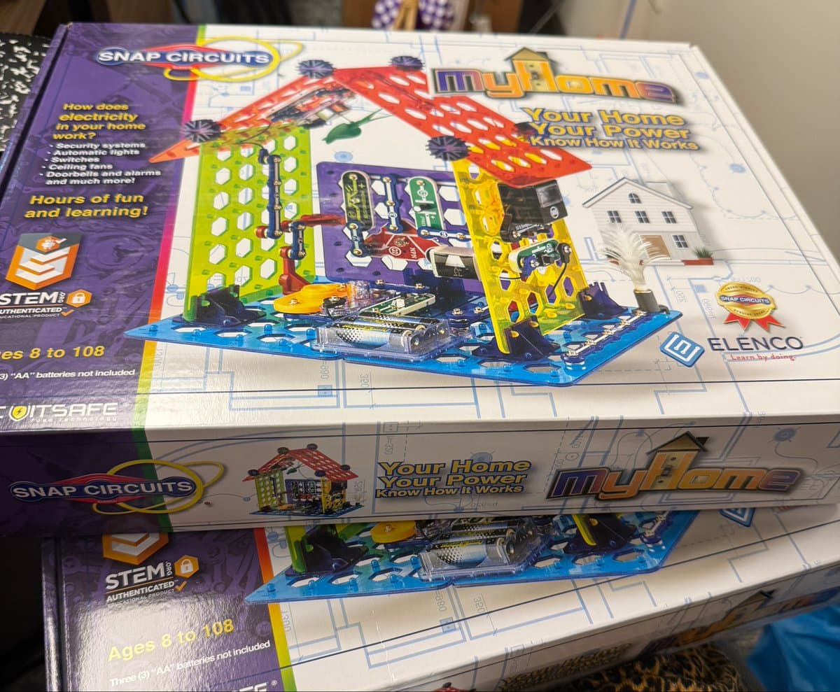 Two stacked Snap Circuits My Home boxes